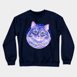 Purple Fluffy Tabby Cat Crewneck Sweatshirt